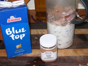 cocido14 Getting the mix for the croquettes ready.